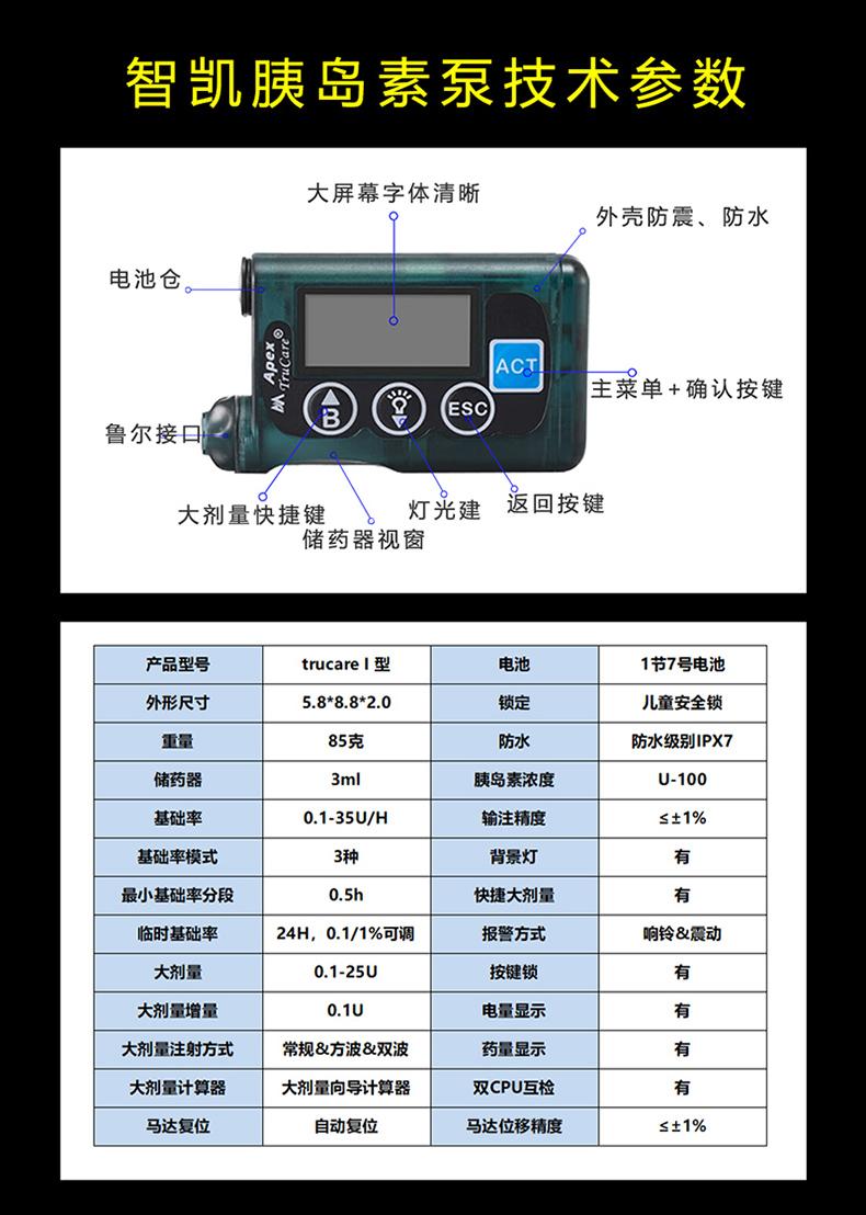 一代胰岛素泵的技术参数介绍